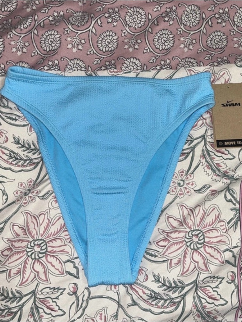 Nike Light Blue Waffle Texture Swim Bottom